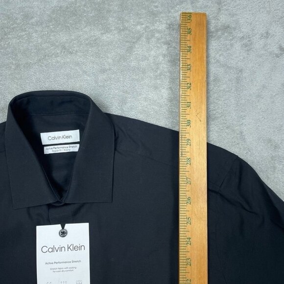 Calvin Klein Active Performance Stretch Dress Shirt Black M Regular Fit a1140 - Picture 6 of 9